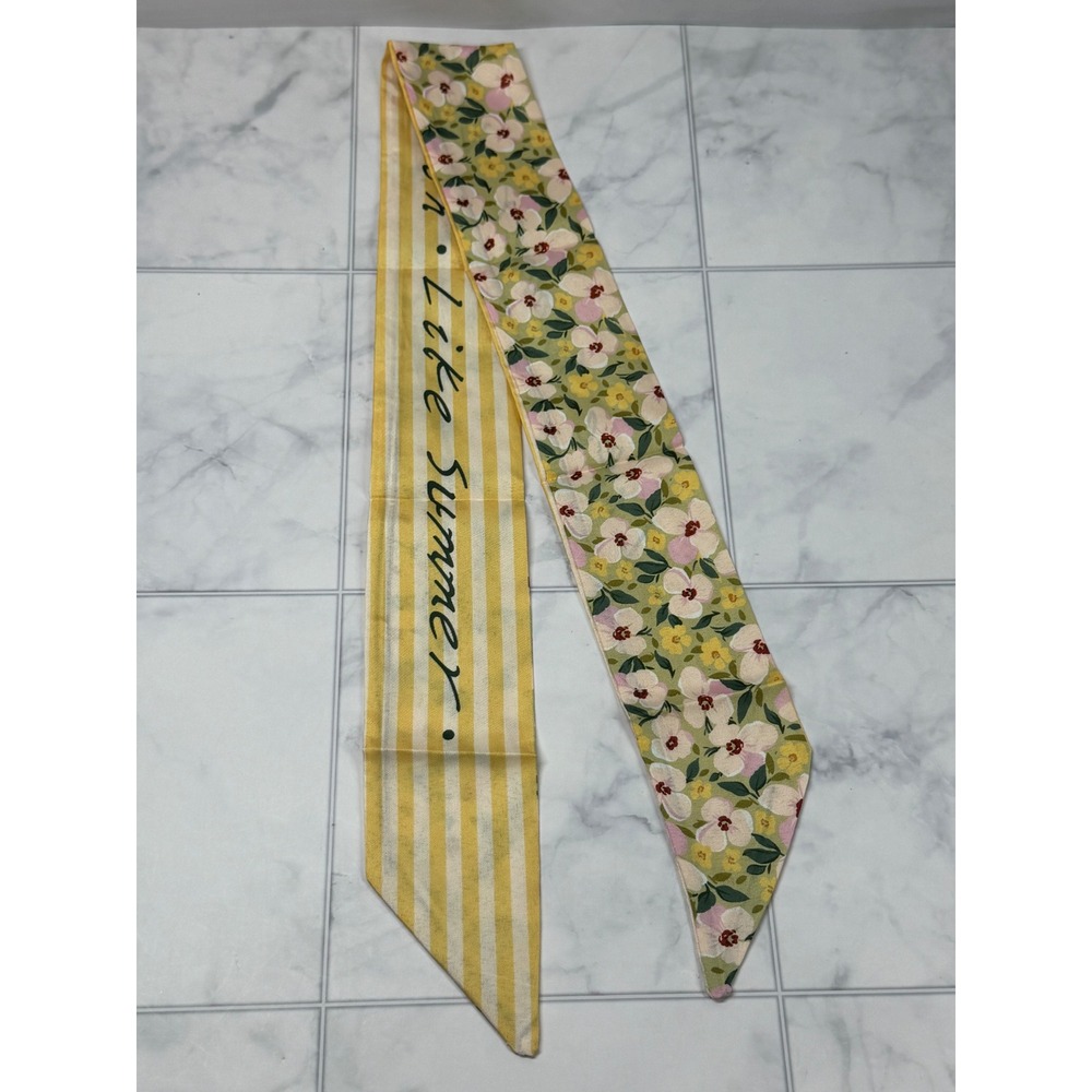 Yiwu Yellow Pink Floral Striped Skinny Scarf Like Summer Like Rain Purse New